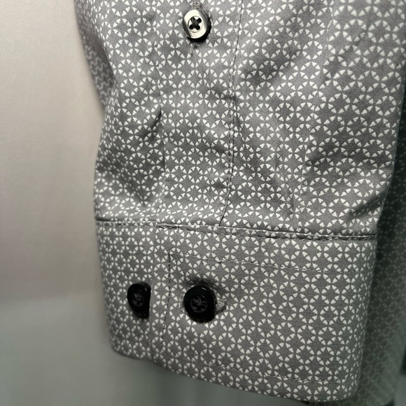 J. Ferrar Long Sleeve Stretch Slim Fit Gray Button Up Shirt Mens Sz XL 17-17.5” - Picture 5 of 14